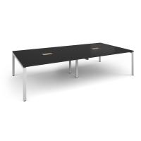 Adapt rectangular boardroom table 3200mm x 1600mm with 2 cutouts 272mm x 132mm - white frame, black top