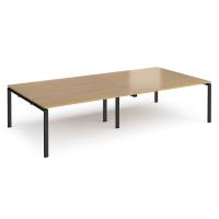 Adapt rectangular boardroom table 3200mm x 1600mm - black frame, oak top
