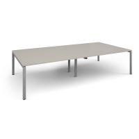 Adapt rectangular boardroom table 3200mm x 1600mm - silver frame, light grey top