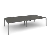 Adapt rectangular boardroom table 3200mm x 1600mm - silver frame, onyx grey top