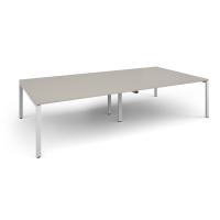 Adapt rectangular boardroom table 3200mm x 1600mm - white frame, light grey top