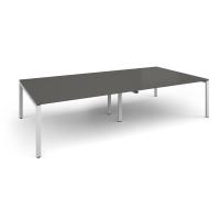 Adapt rectangular boardroom table 3200mm x 1600mm - white frame, onyx grey top