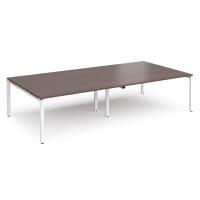 Adapt rectangular boardroom table 3200mm x 1600mm - white frame, walnut top