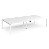 Adapt rectangular boardroom table 3200mm x 1600mm - white frame, white top