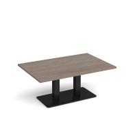 Eros rectangular coffee table with flat black rectangular base and twin uprights 1200mm x 800mm - barcelona walnut