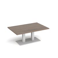 Eros rectangular coffee table with flat white rectangular base and twin uprights 1200mm x 800mm - barcelona walnut