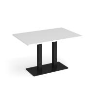 Eros rectangular dining table with flat black rectangular base and twin uprights 1200mm x 800mm - white