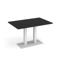 Eros rectangular dining table with flat white rectangular base and twin uprights 1200mm x 800mm - Black