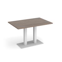 Eros rectangular dining table with flat white rectangular base and twin uprights 1200mm x 800mm - Barcelona walnut