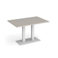 Eros rectangular dining table with flat white rectangular base and twin uprights 1200mm x 800mm - Light Grey
