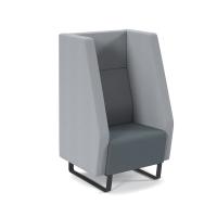 Encore high back 1 seater sofa 600mm wide with black sled frame - elapse grey seat with late grey back and arms