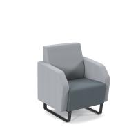 Encore low back 1 seater sofa 600mm wide with black sled frame - elapse grey seat with late grey back and arms