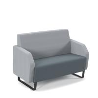 Encore low back 2 seater sofa 1200mm wide with black sled frame - elapse grey seat with late grey back and arms