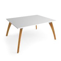 Enable worktable 1600mm x 1600mm deep with four solid oak legs - white