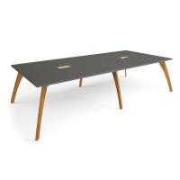 Enable worktable 3200mm x 1600mm deep with central cutout 272mm x 132mm, six solid oak legs and 25mm mdf top