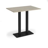 Eros rectangular poseur table with flat black rectangular base and twin uprights 1200mm x 800mm - made to order