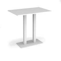 Eros rectangular poseur table with flat white rectangular base and twin uprights 1200mm x 800mm - white