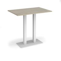 Eros rectangular poseur table with flat white rectangular base and twin uprights 1200mm x 800mm - made to order
