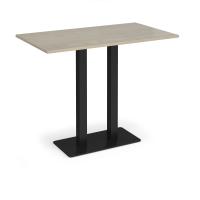 Eros rectangular poseur table with flat black rectangular base and twin uprights 1400mm x 800mm - made to order