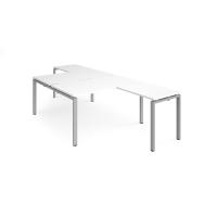 Adapt back to back desks 1400mm x 1600mm with 800mm return desks - silver frame, white top
