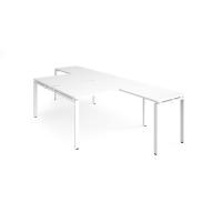 Adapt back to back desks 1400mm x 1600mm with 800mm return desks - white frame, white top
