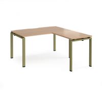 Adapt desk 1400mm x 800mm with 800mm return desk - green frame, beech top
