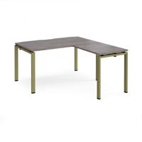 Adapt desk 1400mm x 800mm with 800mm return desk - green frame, grey oak top