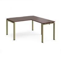Adapt desk 1400mm x 800mm with 800mm return desk - green frame, walnut top