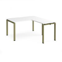 Adapt desk 1400mm x 800mm with 800mm return desk - green frame, white top