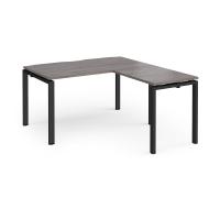 Adapt desk 1400mm x 800mm with 800mm return desk - black frame, grey oak top