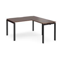 Adapt desk 1400mm x 800mm with 800mm return desk - black frame, walnut top