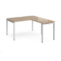 Adapt desk 1400mm x 800mm with 800mm return desk - white frame, kendal oak top