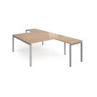 Adapt back to back desks 1600mm x 1600mm with 800mm return desks - silver frame, beech top