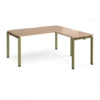 Adapt desk 1600mm x 800mm with 800mm return desk - green frame, beech top