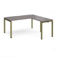 Adapt desk 1600mm x 800mm with 800mm return desk - green frame, grey oak top