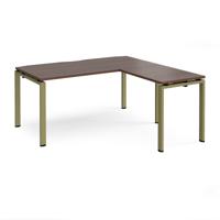 Adapt desk 1600mm x 800mm with 800mm return desk - green frame, walnut top