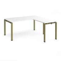 Adapt desk 1600mm x 800mm with 800mm return desk - green frame, white top