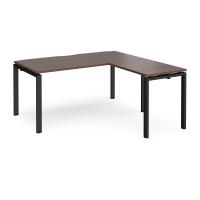 Adapt desk 1600mm x 800mm with 800mm return desk - black frame, walnut top