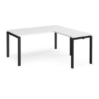 Adapt desk 1600mm x 800mm with 800mm return desk - black frame, white top