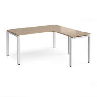 Adapt desk 1600mm x 800mm with 800mm return desk - white frame, kendal oak top