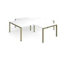 Adapt back to back 4 desk cluster 2800mm x 1600mm with 800mm return desks - green frame, white top