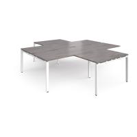 Adapt back to back 4 desk cluster 2800mm x 1600mm with 800mm return desks - white frame, grey oak top