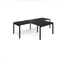 Adapt double straight desks 2800mm x 800mm with 800mm return desks - black frame, black top