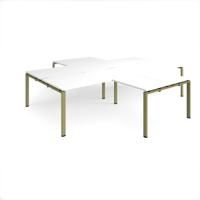 Adapt back to back 4 desk cluster 3200mm x 1600mm with 800mm return desks - green frame, white top
