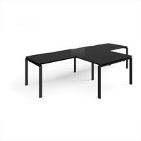 Adapt double straight desks 3200mm x 800mm with 800mm return desks - black frame, black top