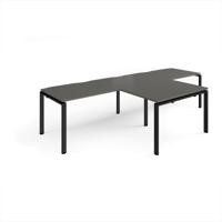 Adapt double straight desks 3200mm x 800mm with 800mm return desks - black frame, onyx grey top