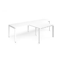 Adapt double straight desks 3200mm x 800mm with 800mm return desks - white frame, white top