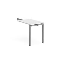 Adapt add on unit single return desk 800mm x 600mm - silver frame, white top