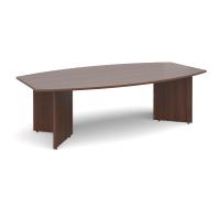 Arrow head leg radial boardroom table 2400mm x 800/1300mm - walnut