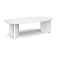 Arrow head leg radial boardroom table 2400mm x 800/1300mm - white